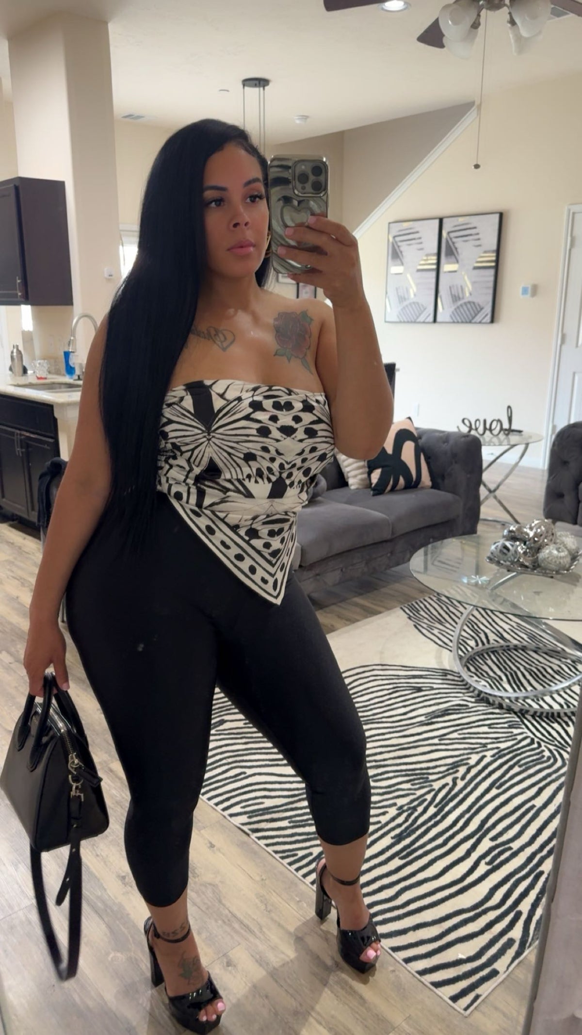 Silk scarf top capri set
